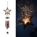 Solar Outdoor Wind Chime Light Moon Sun Star Lamp Wrought Iron Sun Lawn Flood Light Patio Outdoor Garden Decoration Waterproof Warm White Light