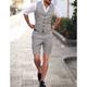 Sky Blue Men's Wedding Linen Suits Summer Beach Vest Shorts Sets Casual Sleeveless Waistcoat 2 Piece Solid Colored Tailored Fit 2024