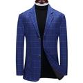 Men's Plaid Blazer Regular Standard Fit Checkered Single Breasted Two-buttons Royal Blue Sky Blue Grey 2024