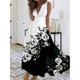 Women's Prom Dress Party Dress Wedding Guest Dress Long Dress Maxi Dress Black White Dark Gray Sleeveless Floral Print Summer Spring Fall V Neck Fashion Evening Party Wedding Guest Vacation 2023 S M