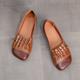 Women's Flats Plus Size Comfort Shoes Outdoor Office Work Color Block Summer Spring Lace-up Flat Heel Square Toe Casual Minimalism Walking Faux Leather Loafer Light Brown Black White