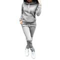 Women's Hoodie Tracksuit Pants Sets Solid Color Outdoor Casual Drawstring Black Long Sleeve Warm Sports Hooded Fall Winter