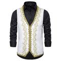 Men's Vest Waistcoat Christmas Wedding Party New Year Medieval Renaissance Summer Spring Vintage Style Embroidery Polyester Cosplay Color Block V Neck Skinny Black White Red Vest
