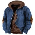 Men's Hoodie Full Zip Hoodie Fleece Jacket Thick Hoodies Army Green Blue Khaki Hooded Color Block Patchwork Sports Outdoor Daily Holiday Vintage Streetwear Cool Fall Winter Clothing Apparel