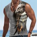 Eagle Sleeveless Mens 3D Shirt For Beach Grey Summer Cotton Men'S Vest Top Graphic Animal Neck Clothing Apparel 3D Print Sports Running Designer