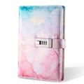 A5 180 Pages Retro Password Book with Lock Diary Thickened Creative Hand Ledger Student Notepad Stationery Notebook Binder, Back to School Gift