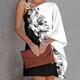 Women's Mini Dress Casual Dress Shift Dress Fashion Casual Outdoor Vacation Daily Loose Fit Floral Geometric Long Sleeve One Shoulder White Orange Summer Spring