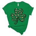 Women's T shirt Tee Cotton Leopard Shamrock St.Patrick's Day Holiday Green Print Short Sleeve Classic Crew Neck Leopard Shamrock Shirt St Patricks Day Shirt St. Patrick's Day Shirt Loose Fit All