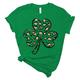 Women's T shirt Tee Cotton Leopard Shamrock St.Patrick's Day Holiday Print Green Short Sleeve Classic Crew Neck Leopard Shamrock Shirt St Patricks Day Shirt St. Patrick's Day Shirt All Seasons