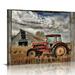 COMIO Barn Pictures Wall Decor Old Tractor Farmhouse Canvas Painting Barn Wall Decor Framed Country Posters Home for Living Room Bedroom Bathroom Decoration