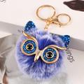 Lovel Owl Pendant Keychains for Girls Boy Fluffy Fur Ball Pompon Key Chain Charm Women Bag Key Ring Women Gift