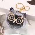 Lovel Owl Pendant Keychains for Girls Boy Fluffy Fur Ball Pompon Key Chain Charm Women Bag Key Ring Women Gift