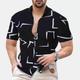 Men's Shirt Other Prints Geometric Geometry Classic Collar Casual Daily Print Short Sleeve Tops Casual Fashion Classic Streetwear White Black Navy Blue Summer Shirts Summer Shirts