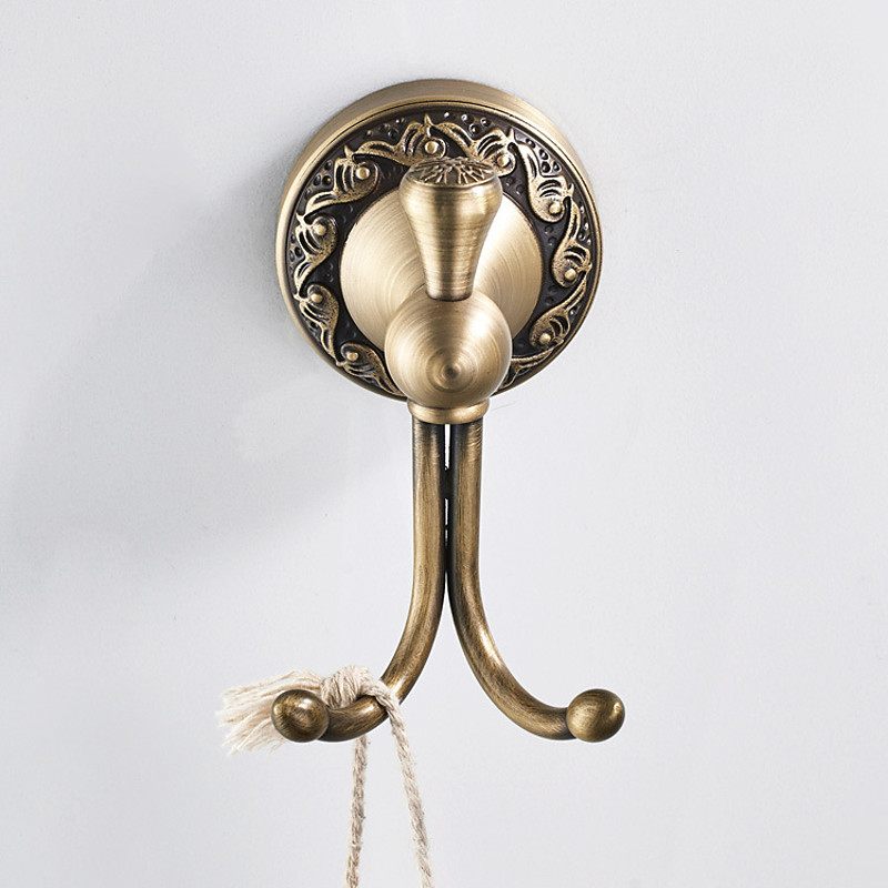 Golden Brushed Brass Towel Holder Bathroom Accessory Towel Ring/Toilet Paper Holder/Robe Hook Antique Brass Bathroom Single Rod Wall Mounted Carved Design