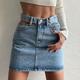 Women's Skirt Bodycon Mini High Waist Skirts Pocket Solid Colored Street Date Summer Denim Fashion Casual Blue