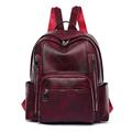 Women's Backpack School Bag Bookbag Commuter Backpack School Daily Solid Color PU Leather Large Capacity Waterproof Durable Zipper claret Black Brown