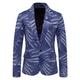 Men's Jacket Blazer Wedding Party Cocktail Attire Casual Smart Casual Spring Polyester Geometric Print Single Breasted One-button Blazer Black White Navy Blue