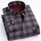 Men's Shacket Dark Red Brown Green Long Sleeve Plaid / Striped / Chevron / Round Classic Collar Fall / Winter Vacation Corporate Clothing Clothing Apparel Print