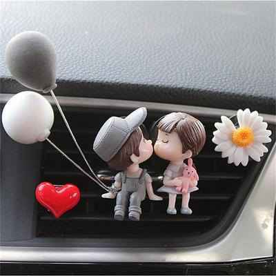 Cute Car Air Fresheners Vent Clip Outlet Freshener Perfume Clip Aroma Diffuser Decor Lovely Couple Car Interior Accessories for Women Girls Car Decoration with 2 Packets Fragrance Tablets