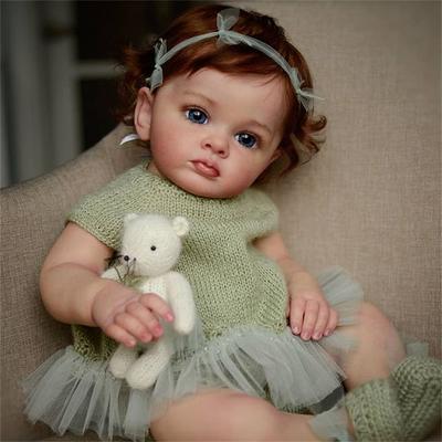 24 inch Reborn Baby Doll Finished Reborn Toddler Girl Doll Tutti Hand Paint Doll High Quality 3D skin multiple Layers Painting Visible Veins for Christmas Gifts
