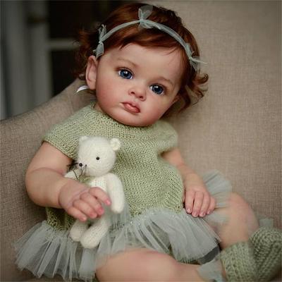 24 inch Reborn Baby Doll Finished Reborn Toddler Girl Doll Tutti Hand Paint Doll High Quality 3D skin multiple Layers Painting Visible Veins for Christmas Gifts