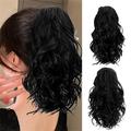 Ponytail extension Claw Clip in Ponytail Hair Extensions Short Claw Highlight Ponytail Wavy Curly Jaw Clip in Fake Pony Tails Soft Synthetic Hairpiece for Women Daily Use