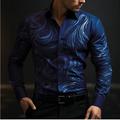 Men's 3D Shirt Optical Illusion Line Vintage Abstract Men's Shirt Outdoor Street Casual Daily Fall Winter Turndown Long Sleeve Black Blue Purple Shirt Formal Fabric