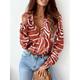 Women's Shirt Blouse Graphic Striped Work Red Royal Blue Blue Print Button Pocket Long Sleeve Fashion Shirt Collar Regular Fit Spring Fall