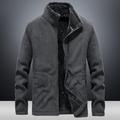 Men's Hiking Fleece Jacket Windbreaker Polar Fleece Winter Outdoor Solid Color Thermal Warm Windproof Lightweight Stand Collar Outerwear Trench Coat Top Single Slider Hunting Fishing Climbing Blue