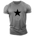 Black Star Casual Mens 3D Shirt Grey Summer Cotton Graphic Red White Gray Tee Style Men'S Blend Lightweight Comfortable Short