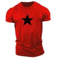 Black Star Casual Mens 3D Shirt Grey Summer Cotton Graphic Red White Gray Tee Style Men'S Blend Lightweight Comfortable Short