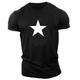 Black Star Casual Mens 3D Shirt Grey Summer Cotton Graphic Red White Gray Tee Style Men'S Blend Lightweight Comfortable Short