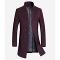 Men's Winter Coat Wool Coat Overcoat Business Casual Fall Wool Outerwear Clothing Apparel Basic Solid Colored Stand Collar Single Breasted One-button