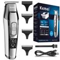 Kemei Hair Clipper Beard Trimmer Professional for Men Adjustable Speed LED Digital Carving Clippers Electric Razor KM-5027