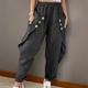 Women's Harem Pants Trousers Harem Pants Cotton Blend Chinese Style Pocket Drop Crotch Full Length Stretchy High Waist Cargo Casual Daily Black Blue S M Spring, Fall, Winter, Summer