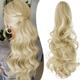 Claw Clip Ponytail Extension 20 Inch Clip in Wavy Ponytail Hair Extensions Long Pony Tails for Women Extensions Ash Blonde Mix Light Brown Wave Hairpiece