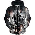 Men's Hoodie Full Zip Hoodie Jacket Lightweight Hoodie Black And White Black Yellow Red Gold Hooded Color Block Skull Graphic Prints Zipper Casual Daily Sports 3D Print Designer Sportswear Casual