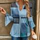 Women's Blouse Designer Shirt Color Block Casual Bell Sleeve Pink Blue Green Button Print Long Sleeve Fashion Tunic V Neck Regular Fit Spring Fall