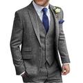 Green/Black/Navy Blue Men's Tweed Wedding Suits Vintage Retro 3 Piece Solid Colored Tailored Fit Single Breasted Two-buttons 2024