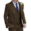 Green/Black/Navy Blue Men's Tweed Wedding Suits Vintage Retro 3 Piece Solid Colored Tailored Fit Single Breasted Two-buttons 2024