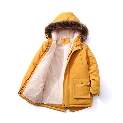 Kids Boys' Parka Coat Boys' Jacket Faux Fur Trim Winter Coat Long Sleeve Pocket Hoodie Jacket Blue Army Green Navy Blue Plain Casual Top 3-13 Years