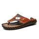 Men's Sandals Slippers Flip-Flops Leather Sandals Flip-Flops Classic Casual Outdoor Daily PU Loafer Black Brown Summer Spring