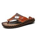 Men's Sandals Slippers Flip-Flops Leather Sandals Flip-Flops Classic Casual Outdoor Daily PU Loafer Black Brown Summer Spring