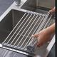 Roll Up Dish Rack, Stainless Steel Drying Drainer Over The Kitchen Sink, Foldable Rolling Rack Grey for Dishes Cups Fruits Forks