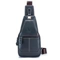 Men's Crossbody Bag Chest Bag Nappa Leather Outdoor Daily Zipper Solid Color Black