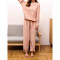 Women's Fleece Warm Loungewear Sets Fluffy Fuzzy Warm Pajama Letter Comfort Home Daily Bed Coral Fleece Coral Velvet Warm Crew Neck Long Sleeve Hoodie Pant Embroidery Fall Winter Pink Red