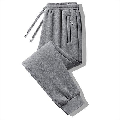 Men's Sweatpants Joggers Winter Pants Trousers Pocket Drawstring Elastic Waist Solid Color Warm Breathable Full Length Casual Daily Casual Athleisure Black Light Grey Micro-elastic