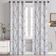 Blackout Curtain Drapes Leaf Printed,1 Panel Grommet Thermal Insulated Room Darkening Curtains for Bedroom and Living Room