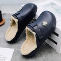 Men's Clogs Mules Slippers Flip-Flops Retro Warm Slippers Fleece Slippers Winter Shoes Fleece lined Walking Casual Daily Leather Comfortable Booties / Ankle Boots Loafer Black Blue Gray Spring