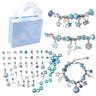 DIY Gift Box Pink Blue Set Charm Bracelet Childrens Festival Presents Making Kit Beaded Silver Plated Snake Chain Gift for Girls and Children